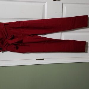 Red skinny dress pants
